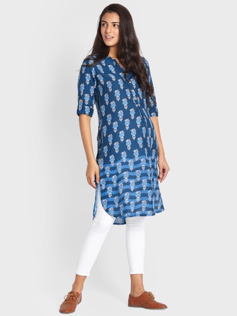 

Global Desi Blue Printed Tunic