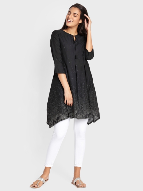 

Global Desi Black Printed Tunic