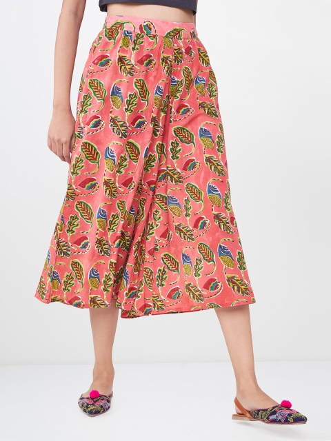 

Global Desi Women Pink Regular Fit Printed Culottes