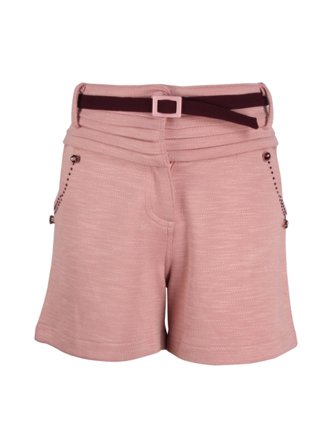 

CUTECUMBER Girls Peach-Coloured Printed Regular Fit Regular Shorts