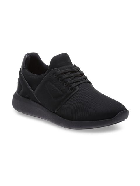 

ALDO Men Black Solid Textile Mid-Top Sneakers