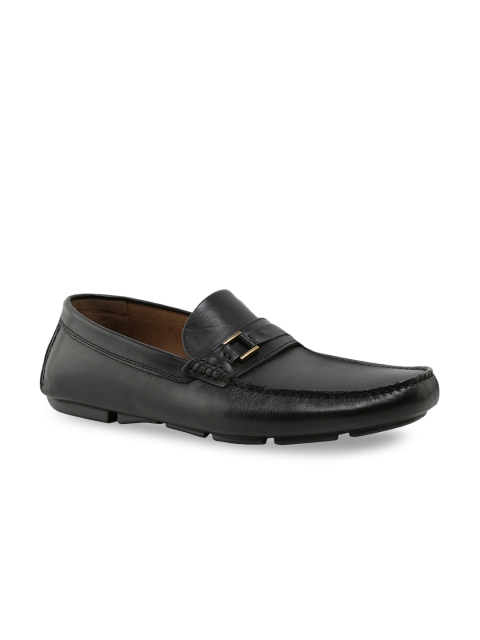 

ALDO Men Black Solid Leather Mid-Top Slip-On Sneakers