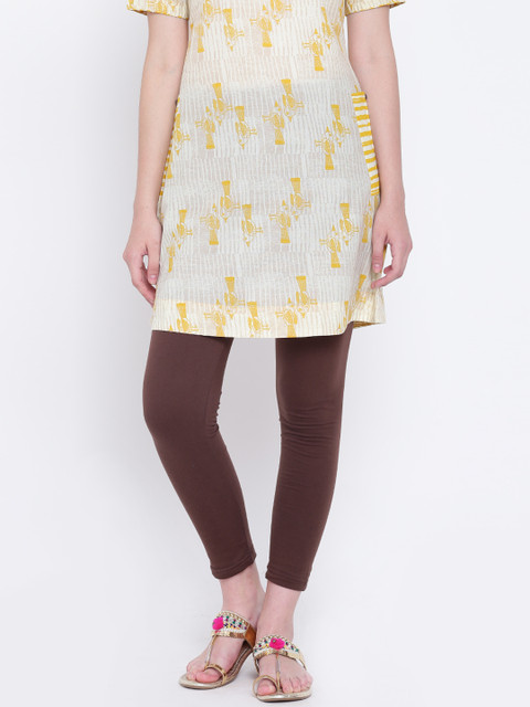 

Rangriti Coffee Brown Solid Leggings