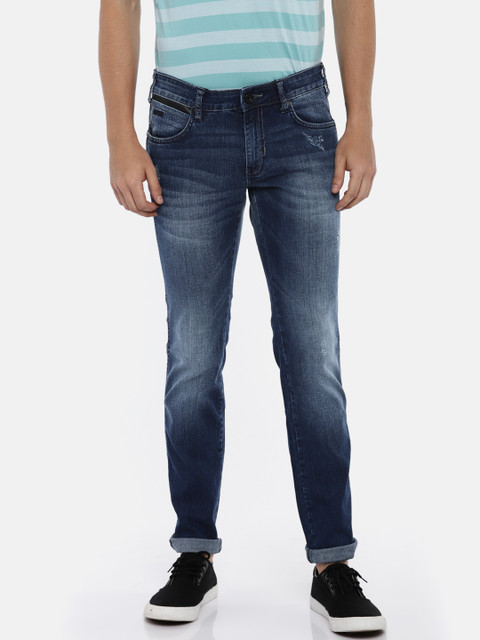 

Wrangler Men Blue Skanders Slim Fit Low-Rise Low Distress Stretchable Jeans