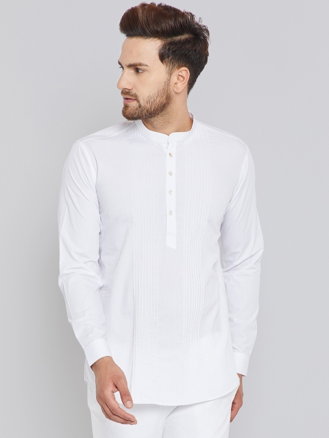 

See Designs Men White Solid Straight Kurta