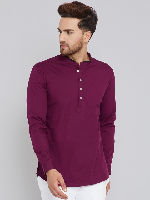 

See Designs Men Maroon Solid Straight Kurta