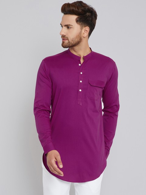 

See Designs Men Magenta Solid Straight Kurta