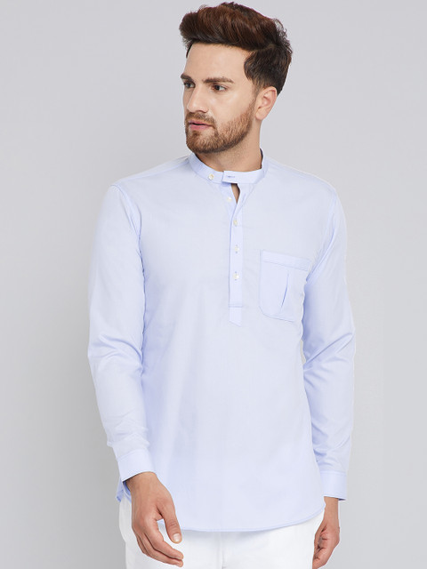 

See Designs Men Blue Solid Straight Kurta