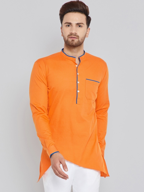 

See Designs Men Orange Solid Straight Kurta