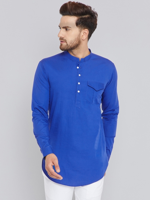 

See Designs Men Blue Solid Straight Kurta