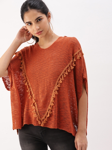 

DressBerry Women Rust Hooded Sweater