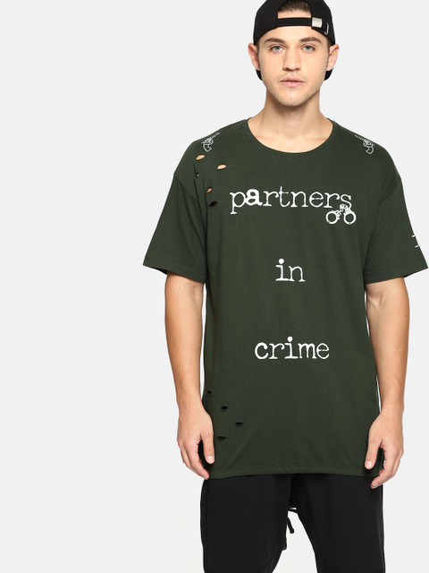 

Minions by Kook N Keech Men Green Printed Round Neck Longline T-shirt