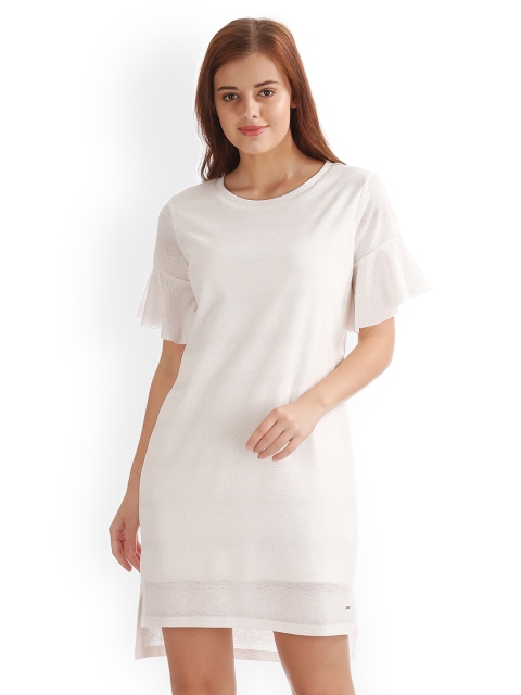 

Elle Women White Solid A-Line Dress