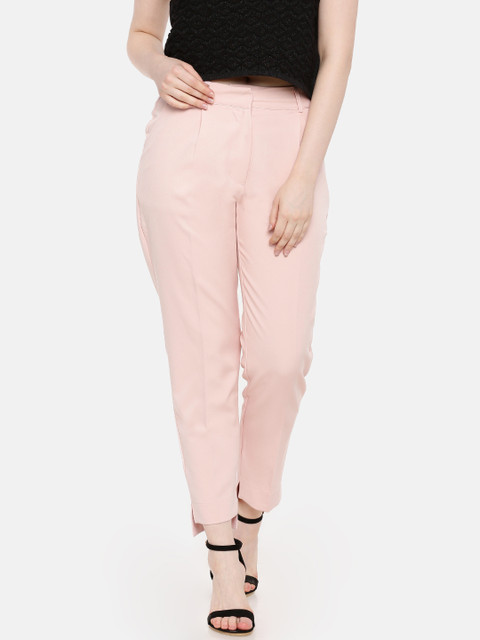 

Elle Women Pink Slim Fit Solid Regular Trousers