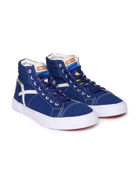 

GAS Men Blue Solid CALIFORNIA MID PRINT Canvas Mid-Top Sneakers