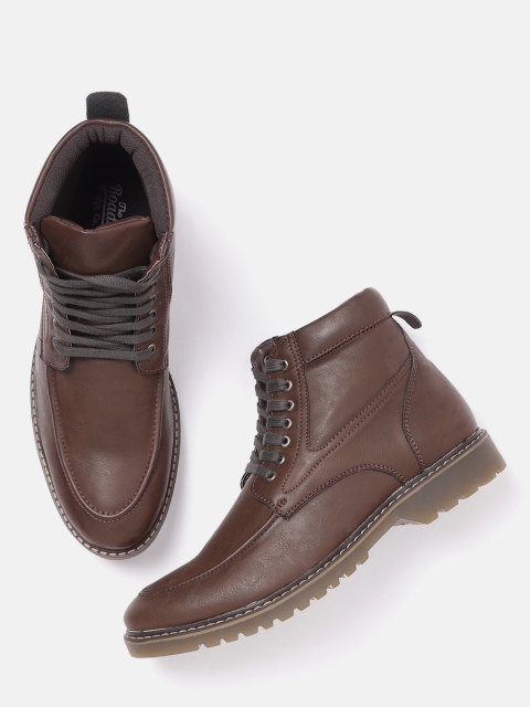 

Roadster Men Brown Solid Mid-Top Flat Boots