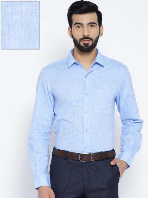 

John Players Men Blue Slim Fit Self Design Formal Shirt