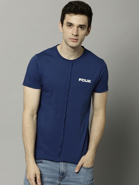 

French Connection Men Navy Blue Solid Round Neck T-shirt