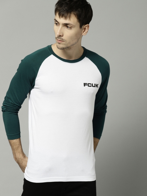 

French Connection Men White Solid Round Neck T-shirt