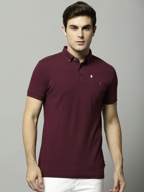 

French Connection Men Aubergine Solid Polo Collar T-shirt, Purple