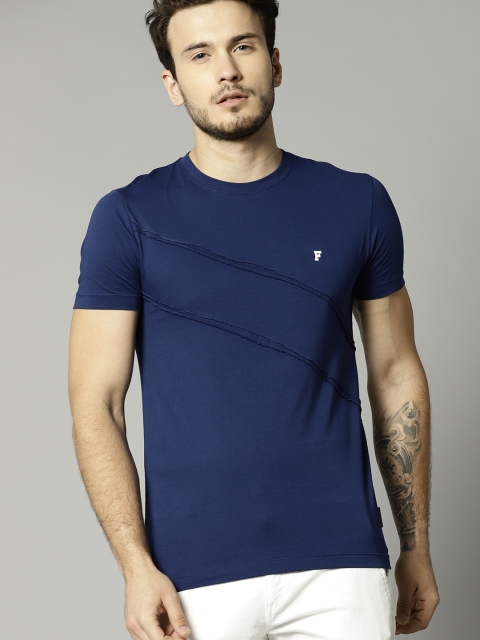 

French Connection Men Navy Blue Solid Round Neck T-shirt