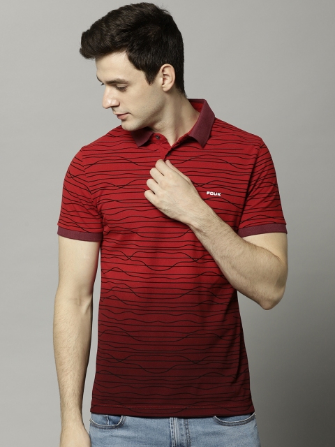 

French Connection Men Red Printed Polo Collar T-shirt