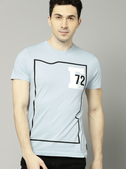 

French Connection Men Blue Printed Round Neck T-shirt