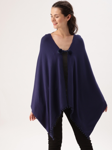 

DressBerry Women Navy Blue Solid Hooded Poncho