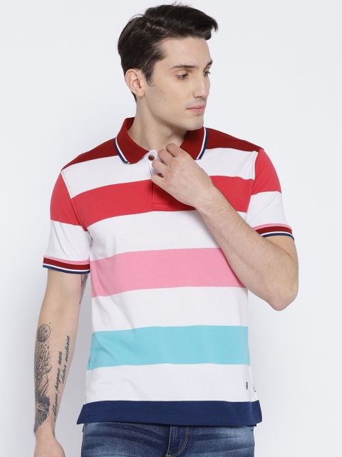 

John Players Men Multicoloured Striped Polo Collar T-shirt, Multi