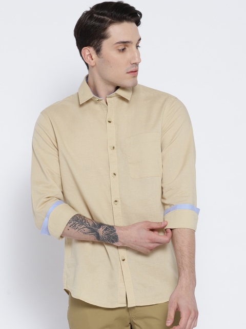

John Players Men Beige Trim Fit Solid Casual Shirt