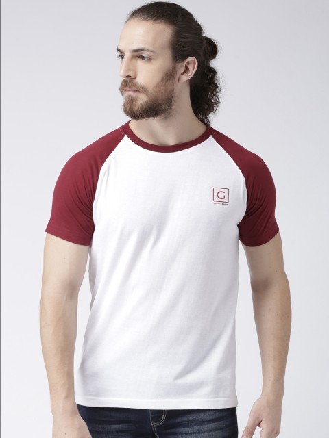 

GRIFFEL Men White Solid Round Neck T-shirt