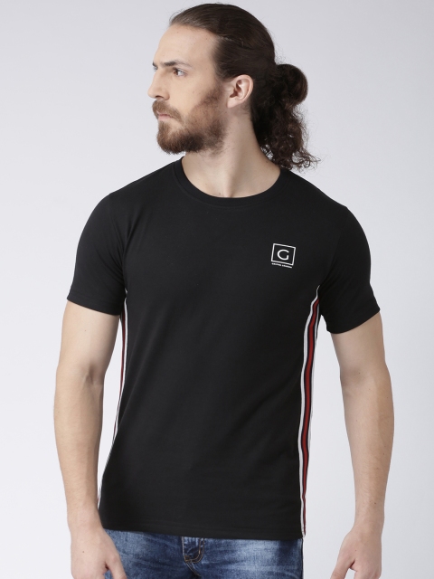 

GRIFFEL Men Black Solid Round Neck T-shirt