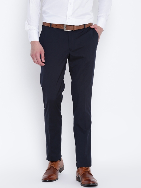 

Blackberrys Men Navy Blue Regular Fit Solid Formal Trousers