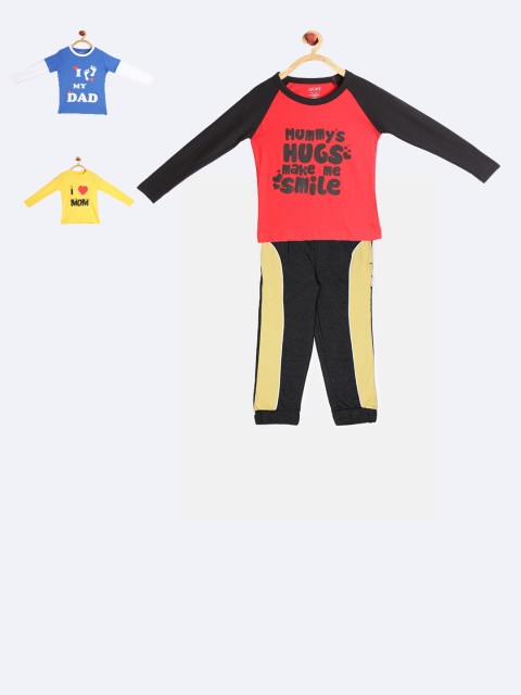 

GKIDZ Boys Pack of 3 Yellow & Blue Printed T-shirt with Capris