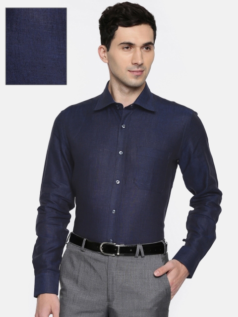 

Raymond Men Blue Regular Fit Solid Linen Formal Shirt