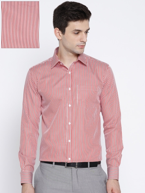 

Park Avenue Men Red & White Slim Fit Striped Formal Shirt