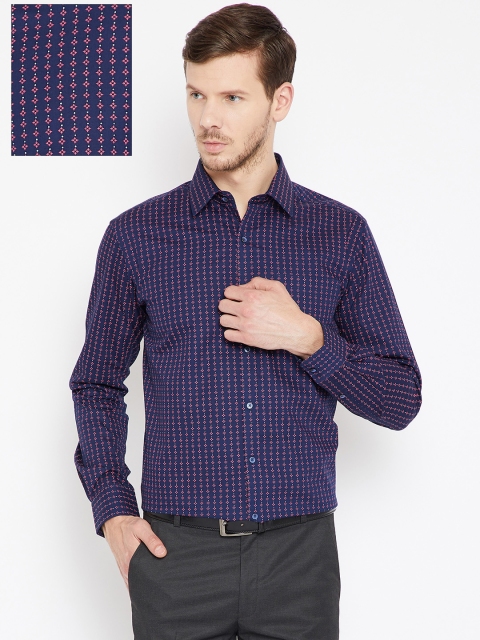 

Park Avenue Men Navy Blue & Pink Slim Fit Printed Formal Shirt