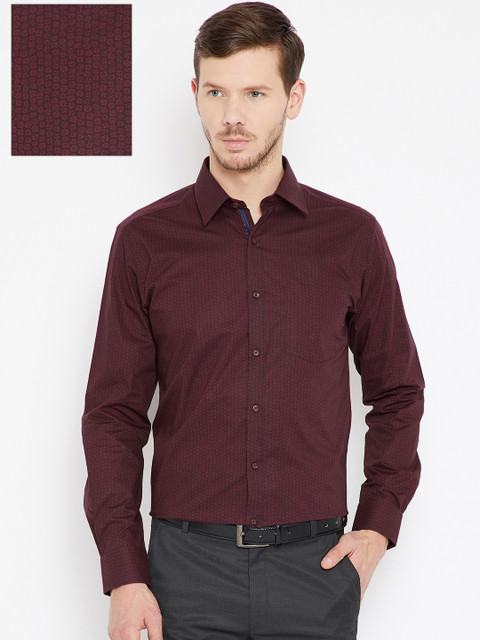 

Park Avenue Men Burgundy Super Slim Fit Printed Partywear Shirt