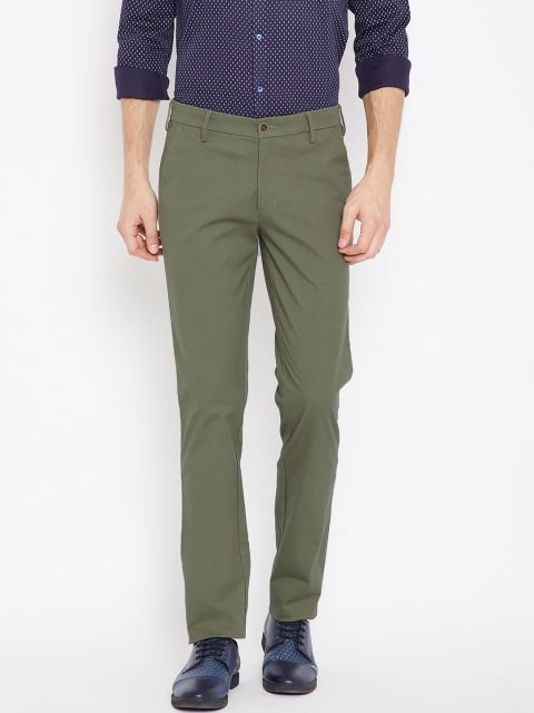 

Park Avenue Men Olive Green Regular Fit Solid Chinos