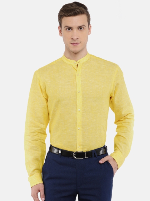 

Park Avenue Men Linen Yellow Solid Slim Fit Formal Shirt