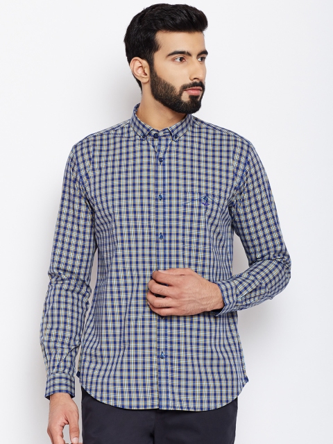 

Park Avenue Men Blue & Yellow Regular Fit Checked Casual Shirt