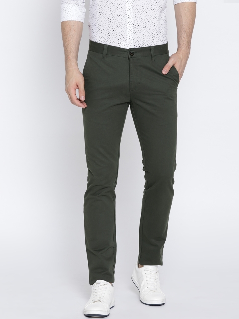 

Park Avenue Men Olive Green Slim Fit Solid Chinos