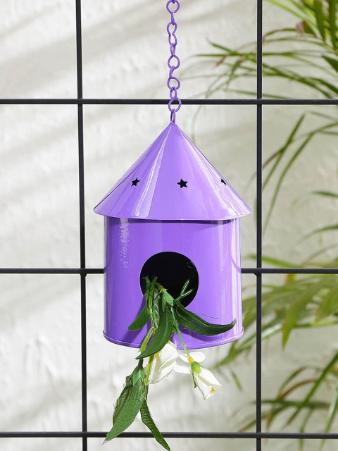 

green girgit Purple Metal Round Hut Bird House Planter