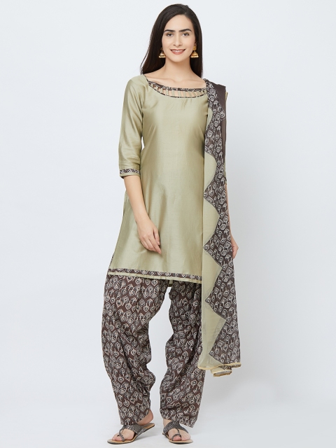 

Satrani Women Beige Cotton Blend Unstitched Dress Material