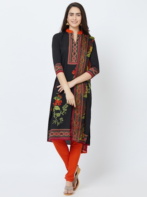 

Satrani Women Black & Red Poly Crepe Unstitched Dress Material