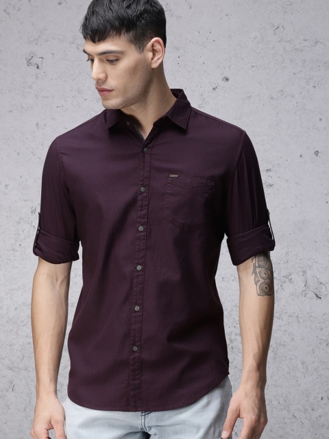 

Ecko Unltd Men Purple Slim Fit Solid Casual Shirt