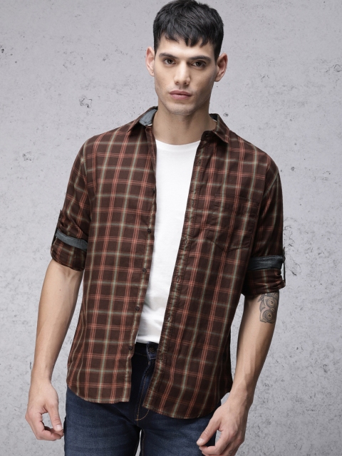 

Ecko Unltd Men Brown & Red Slim Fit Checked Casual Shirt