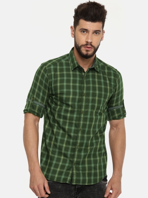 

Ecko Unltd Men Green Slim Fit Checked Casual Shirt