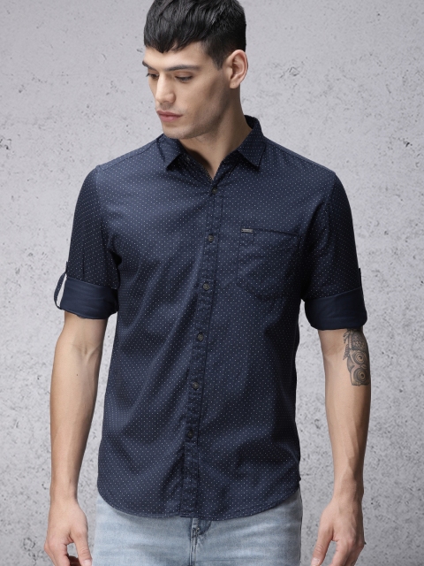 

Ecko Unltd Men Navy Blue & White Slim Fit Printed Casual Shirt