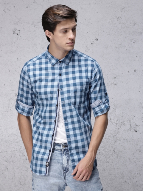 

Ecko Unltd Men Blue Slim Fit Checked Casual Shirt